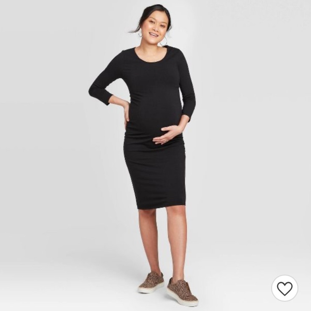 Ingrid & Isabel Black 3/4 Sleeve T-Shirt Maternity Dress